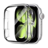Screen Protector For Apple Watch Series 11 10 46mm 42mm 9 8 7 6 5 SE 45mm/41/44/40/42/38mm Tempered Glass+PC Bumper Cover Case 45mm Series 7-8-9 skaidri
