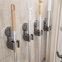 Suction Cup Mop and Broom Holder - No-Drill Wall Mount Clip for Bathroom or Door Storage Milk White - Pack of 1