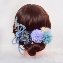Japanese Style Color-Block Kimono Hair Accessories: Handmade Flower Bows Set