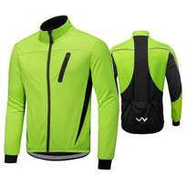 Vyriška vėjui atspari rudens/žiemos dviračių striukė - Šiltas lauko dviračių sporto viršutinis drabužis Asian 4XL/European 2XL fluorescencinė žalia spalva