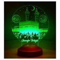 Automatiškai keičiantis spalvą Kaaba Pattern 3D naktinė lempa | Pritaikoma Kaaba dizaino LED lempa miegamajam | Islamo naktinė lempa | Namų dovana