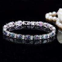 WWJ Romantic Oval Rainbow Mystic Cubic cirkonio apyrankė įvairiaspalvis