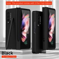 Matiniai šarvai, skirti Samsung Galaxy Z Fold 4 korpusui, stiklinė plėvelė, ekrano apsauga, rašiklio lizdas, kietas dangtelis Case & Screen Protector juoda
