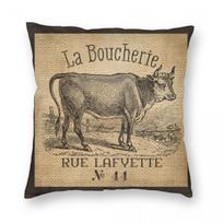 Cow French Advertisement Burlap Pillowcase Polyester Linen Velvet Printed Zip Decor Throw Pillow Case Room Cushion Cover 45x45 12x12Inch