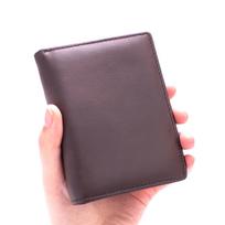 Vyriška trigubo lankstymo piniginė/kortelių dėklas su pinigų klipsu, pagaminta iš natūralios odos, su RFID apsauga kava