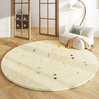 Cream Style Bedroom Decor Round Carpet Fluffy Soft Carpets for Living Room Minimalist Bedside Thickened Rug Home Plush Floor Mat 80x80CM