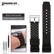 For Casio Swordfish Rubber Strap MDV-106/ MDV-107 MTP1374/MTP1375 EFR-303L Seiko men breathable silicone black strap 20mm 22mm 22mm