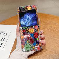 Kietas telefono dėklas, skirtas Samsung Galaxy ZFlip7 ZFlip3 ZFlip5 Z Flip 7 6 5 4 3 ZFlip4 ZFlip6 Įvairūs Marvel logotipai Galaxy Z Flip4