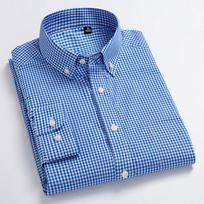 Vyriški standartinio kirpimo ilgomis rankovėmis „Micro-Check“ marškiniai „Patch Pocket“ Ploni, minkšta 100 % medvilnė, balta/raudona linija, languotas laisvalaikio universalūs marškiniai S mėlyna