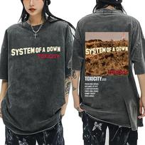 Skalbtas vintažinis System of A Down Toxicity albumo viršelio marškinėlis vyrams ir moterims 90-ųjų alternatyvaus roko grupės marškinėliai Oversized marškinėlis S