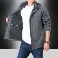 Spring Men's Multi-Bag Tooling Large Size Loose Jacket Men's Fashion Middle-aged Outdoor Top Jacket Shirt Dad's Clothing M pilka spalva