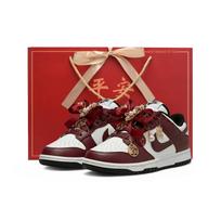 Nike Dunk Low top Skateboard Shoes Unisex White Red HF5441-100(Team59-SBOX) 42