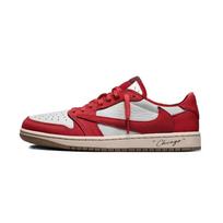 Travis Scott x Jordan Air Jordan 1 Travis Scott X AJ1 Low Bendradarbiavimas Vintažiniai krepšinio batai Unisex Raudoni DZ4137-700(Komanda1677- ) 35.5