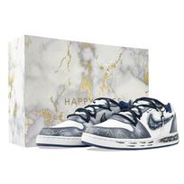 Nike EBERNON Gale White Noise Cushioning, Wear Resistant Low top Skateboard Shoes Men's White Blue IF0847-141(Team877-) 44