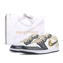 Jordan Air Jordan 1 Sunflower Shadow, Special Shopping Bag Abrasion Resistant Low top Vintage Basketball Shoes Unisex 553558-153(Team1093-SBOX) 36