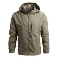 Men Autumn Waterproof Jackets Casual Hooded Windbreaker Field Camping Fishing Coat Outerwear Baseball Hiking Jacket Man Clothing M chaki