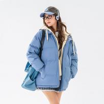 Hong Kong Style Loose Large Size Fake Two Hooded Jackets Thickened Winter Couple Cotton Clothes M