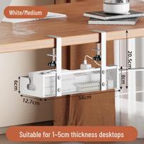 No-Drill Under-Desk Cable Organizer Mesh Basket and Storage Shelf vidutinės spalvos