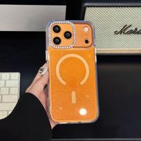 Magnetic Protective Case for Apple iPhone 15/16/17 Pro Max with Bracket and Full Coverage iPhone 17 skaidri rausva spalva