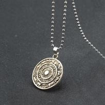 Viking Norse Rune Sun Disk Pendant, Mythological Zodiac Amulet Necklace, Vintage Astrology Statement Jewelry sidabras