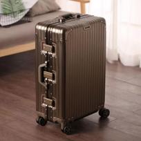 20-Inch Aluminum-Magnesium Alloy Trolley Case - Unisex Carry-On Metal Luggage with Password Lock 22-inch