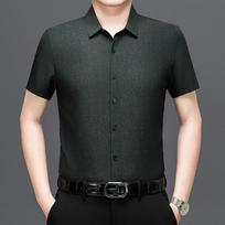 Men's Summer Hong Kong Style Loose Collar Top Men's Short Sleeved Shirt Men's Shirt 2XL pilka spalva