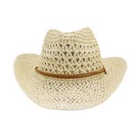 Hollow Out Straw Weaving Cowgirl Hat Novelty Cowboy Hat Summer Beach Hat Cowgirl Hat Western Fancy Dress Accessory smėlis