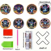 8 pieces/set Disney Stitch series diamond painted coasters DIY diamond art coasters 5D full diamond diamond coasters suit
