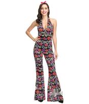 70s Disco Hippie Halloween Jumpsuit Costume for Couples M
