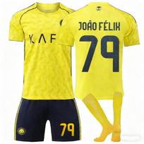 2025-26 Al-Nassr Namų #79 JOÃO FÉLIX Sportinio Treniruočių Dėvėjimo Rinkinys su Kojinėmis Paaugliams Vaikams Suaugusiems Futbolo Aprangos 16