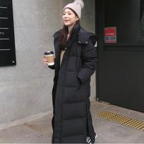 Winter Parka Stora ilga striukė Moteriškas paltas Laisvas Laisvas Ilgas Paltas Moteriški Drabužiai Viršutiniai drabužiai Medvilninis pūkinis gobtuvas S juoda