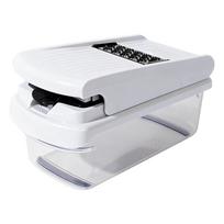 Multifunctional Vegetable Slicer and Chopper with Interchangeable Stainless Steel Blades for Kitchen Food Preparation Storage Container Included