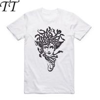 2019 S-XXX Men Woman Mythology Medusa White T-shirt Short Sleeve O-Neck Casual Fashion Camisetas Harajuku Tshirt S juoda