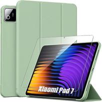 Coque + Verre Trempé pour Xiaomi Pad 7 / 7 Pro, Anti-Rayures avec Support Veille-Réveil - Vert