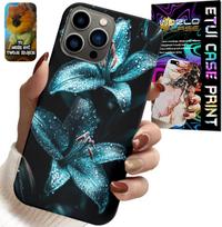 Etui Do Iphone 13 Pro - Turkusowe Lilie Kwiaty Obudowa + Szkło