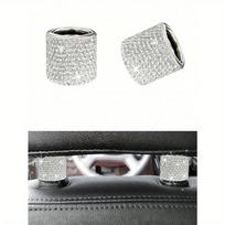 2 vnt./komplektas Cirkonio dekoruoti automobilio galvos atramos žiedai, Universalūs sėdynės jungties dekoratyviniai žiedai Rhinestone Cylindrical balta
