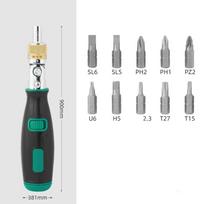 10 In 1 Screwdriver Multi-functional Multi-angle Household Ratchet Screwdriver Power Tools, Manual Tools, Accessories žalia