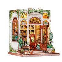 DIY Miniature 3D Puzzle Book Nook Green Ivy Antique Bookstore Wooden Assembly Kit High Difficulty 5/7 16x15.5x18cm Multicolor