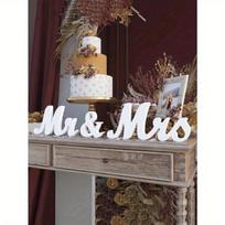 3 vnt./rinkinys Baltos medinės raidės Mr ir Miss, Rinkinys, Mr & Mrs ženklas vestuvių stalui, vakarėlio dekoracija, pagrindinis stalas, vestuvinės medinės raidės White įvairiaspalvis
