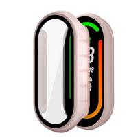 Case For Mi Band 9 8 protective Hard PC bumper Screen Protector Tempered Glass+Cover For Xiaomi Mi Band 9 NFC watch Accessories For Mi Band 9 rožinė