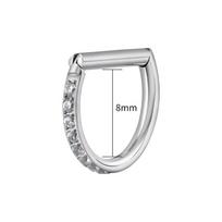 ASTM F136 Titanium Septum Ring CZ 16G D Shape Ear Cartilage Piercing Hinged Segment Clicker Body Piercing Jewelry