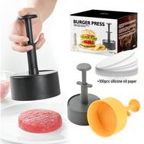 ABS Plastic Non-Stick Round Burger Patty Press - Manual Kitchen Tool Yellow - OPP bag
