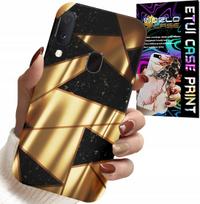 Etui Do Samsung Galaxy A20E - Złote Eleganckie Wzory + Folia Hydro