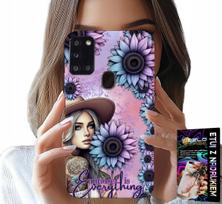Etui Do Samsung Galaxy A21S - Kobieta W Słonecznikach, Kobiece Wzory