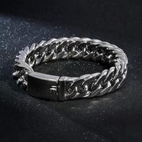 15mm Width Stainless Steel Classic Link Chain Bracelet for Men Luxurious Bracelets Biker Hiphop Jewelry 22CM