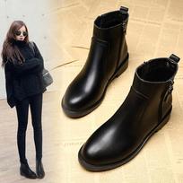 Women's 2024 Autumn/Winter Martin Boots - Short, Flat, Velvet-Lined, Large Sizes (41-43) 41 juoda