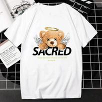 Kawaii Teddy Bear Tshirt Cool Robotic Graphic T Shirt Harajuku Cartoon Short-sleev Tee Women Men Casual Tee Ropa Hombre S armijos žalia spalva