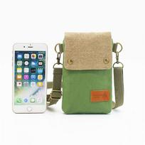 Solid Color 3 Layer Crossbody Cell Phone Bag Simple Cloth Women's Bag Fashion Satchel Shoulder Coin Purse žalia