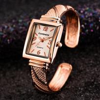 CANSNOW Bangle Watch Mujer Relojes Womens Watches Stainless Steel Bracelet Quartz Wrist Watch for Ladies New Design Female Clock ryškiai rožinė