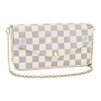 Louis Vuitton Pochette Felicie Portable Checkerboard Envelope Flap Bag Women Shoulder Bag White N63106 Basic Set (Bag+Dust Bag)
